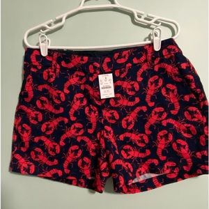 NWT Women’s J. Crew 5” Inseam Red and Blue Lobster Print Shorts Size 10